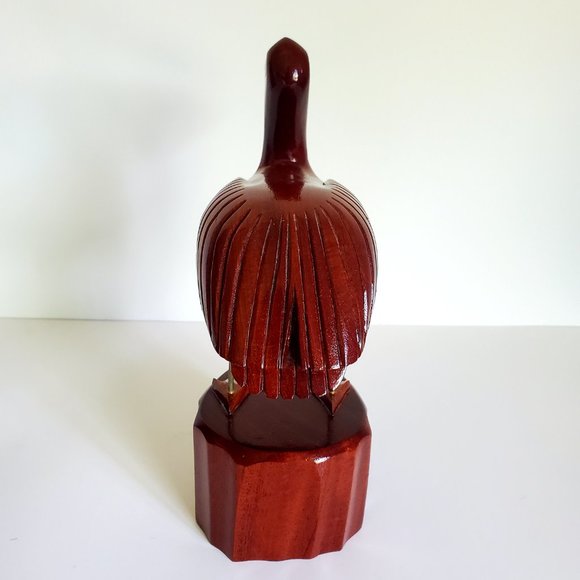 HAND CARVED Wood Heron Bird On A Tree Stump Detailed Sculpture Lakehouse Decor - Picture 7 of 11